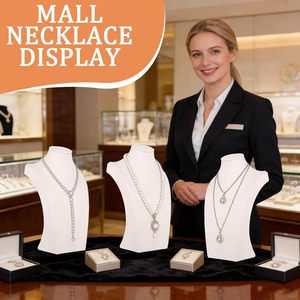 Présentoir de bijoux en forme de mannequin sur mesure, vente en gros directe usine, buste de présentation de colliers en microfibre pour comptoir de magasin - Product Image 5