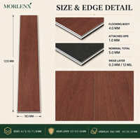 Suelo SPC MORLENX Color Rojo Cereza, Resistente al Agua, Antideslizante, con Núcleo Rígido, Sistema de Click, para Proyectos de Interiores