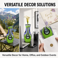 Vase en plastique pliable à imprimé floral de style européen pour la décoration de table de mariage, manchon à fleurs incassable et pliable à plat