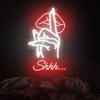 Enseigne néon LED personnalisée, motif geste 'Shhh' avec lèvres, pour Chambre, Fête, Club, Salon de beauté