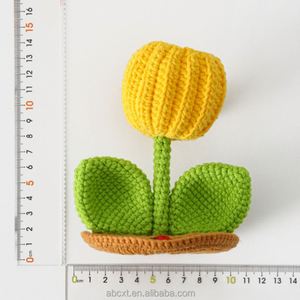 Macetas con Flores Artificiales, Macetas Decorativas, Flores de Ganchillo, Tulipanes, Girasoles, Soporte para Teléfono Móvil - Product Image 6