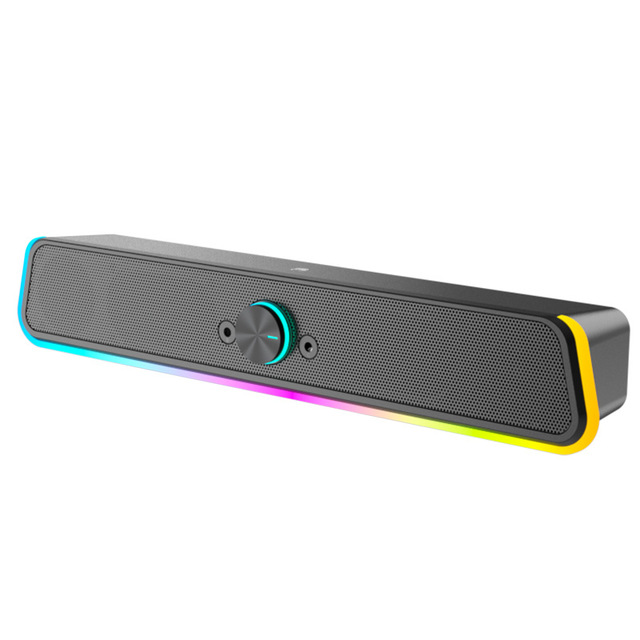 RGB Computer Speakers 10W 3.6mm Aux Input Soundbar, USB Speakers for PC Desktop Laptop Monitor