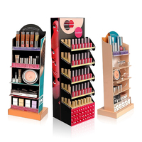Support d'affichage en carton personnalisé pour cosmétiques en gros, pour la vente au détail de rouge à lèvres, shampooing, après-shampooing, en papier ondulé