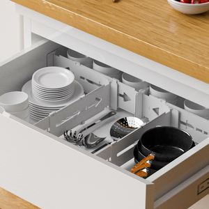 Séparateurs de <span class=keywords><strong>tiroirs</strong></span> extensibles en plastique rétractables multi-usages pour la maison et le bureau, longueur 19 pouces - Product Image 4