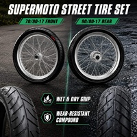 Kit de conversion de roues Supermoto argentées de 17 pouces pour Sur-Ron Light Bee X LBX, moyeu CNC, équilibrage dynamique, pneus de performance pour la route
