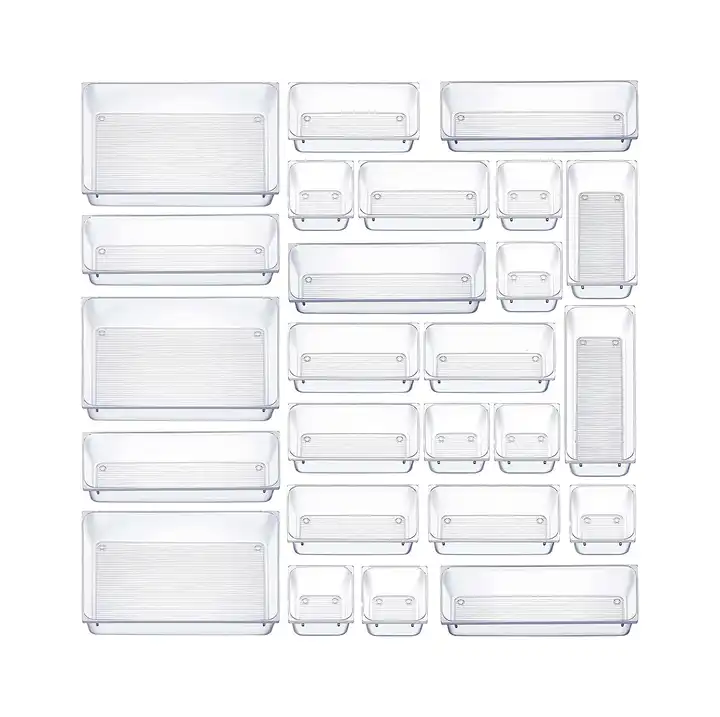 16 PCS Clear Drawer Organizer, Clear Plastic Drawer Organizers for