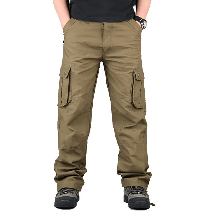 Pantalon Cargo à Six poches pour garçon, couleur unie, ample, Hip Hop, coton pour homme, pantalon de survêtement décontracté, 100% coton uni teint, respirant, 2 pièces