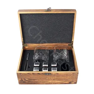 Chilled Without Watering Them Down Wooden Box Chilling Stainless Steel Whiskey Ice Cubes Cooling Stone With Glasses Gift Set