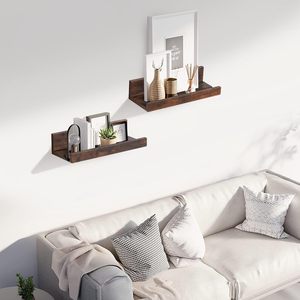 Wooden <b>Wall</b> <b>Mounted</b> Floating <b>Shelf</b> Brown Rectangle Multipurpose Storage Rack For Living Room Bedroom - Product Image 1