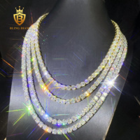 Chaîne de tennis de luxe en moissanite VVS de 2mm, 3mm, 4mm, 5mm, 925mm, testeur de passe en argent 6.5, RTS Hip Hop au prix de gros