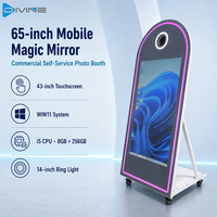 Miroir magique photo de 65 pouces à vendre, borne de selfie tactile pour les exploitants de lieux événementiels, les organisateurs d'événements et les sociétés de location