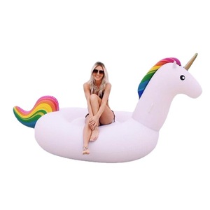 White Unicorn <b>Inflatable</b> <b>Float</b> With Rainbow Design For Swimming Pool And Beach Use - Product Image 5