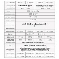 Incubadora de CO2 CHP80 China para microorganismos, bacterias y células anaeróbicas, con control de temperatura constante, tipo funda de gas y funda de agua para humedad