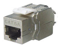 Jack Keystone FTP RJ45 Cat6A Berpelindung Logam Premium 10 Gigabit 500MHz Kontak Berlapis Emas Modul Ethernet Jaringan untuk EMI Tinggi
