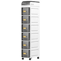 Mueble de Almacenamiento de Plástico de 18 cm con Ranura para Toallas y Ruedas para Baño