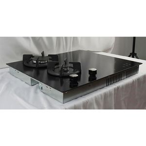 Table de cuisson à gaz encastrable 60 cm, 4 brûleurs, verre noir, commande tactile par bouton, cuisinière à induction à gaz - Product Image 2
