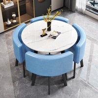 Mesa de Comedor Redonda de Pizarra de Lujo Ligero para 4 Personas con Juego de Sillas para el Hogar, Apartamentos Pequeños, Tiendas Comerciales y Recepción