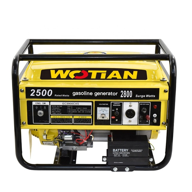 Portable Silent 6.5hp Single Cylinder Electricity 2.5kw Gasoline Generators for Home