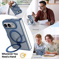 Coque de téléphone magnétique mate bleue soyeuse premium pour iPhone Duo avec 120 points magnétiques °   Support de raquette avec logo personnalisé et emballage à motif
