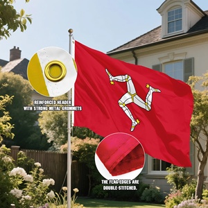 Promotion Drapeau personnalisé 3x5FT pour extérieur, Drapeau national de l'île de Man, Drapeau Manx à trois pattes, Bannière rouge en polyester 100D - Product Image 5