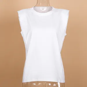 Sleeveless Summer White Cotton Women's T-Shirt Loose O Neck Black Female Tops Streetwear Casual Ladies t Shirts