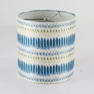 Printed cylindrical PVC blue fabric lampshade for living room table lamp
