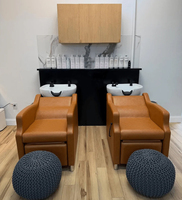 Chaise de massage électrique pour salon de coiffure, avec bac, mobilier de salon, brun