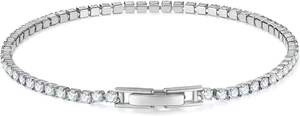Bracelet tennis classique en or plaqué 14 carats avec zircone cubique de 3 mm pour femmes, taille 6,5 à 7,5 pouces, en laiton, moissanite pour les fêtes - Product Image 3