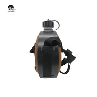 Bouteille d'eau durable en plastique PE et tôle pour le camping en plein air, la randonnée et le sport, gourde ronde