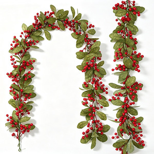 Guirlande de baies artificielles de Noël Jiebang 100cm-200cm, fleurs en soie pour décoration de cheminée et présentation festive à la maison - Product Image 3