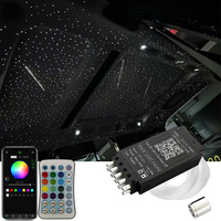Plafonnier LED à fibres optiques ultra-mince 16W RGBW 0,75 mm effet étoile filante pour décorations intérieures de toit de voiture, contrôle par application, intensité variable, DC