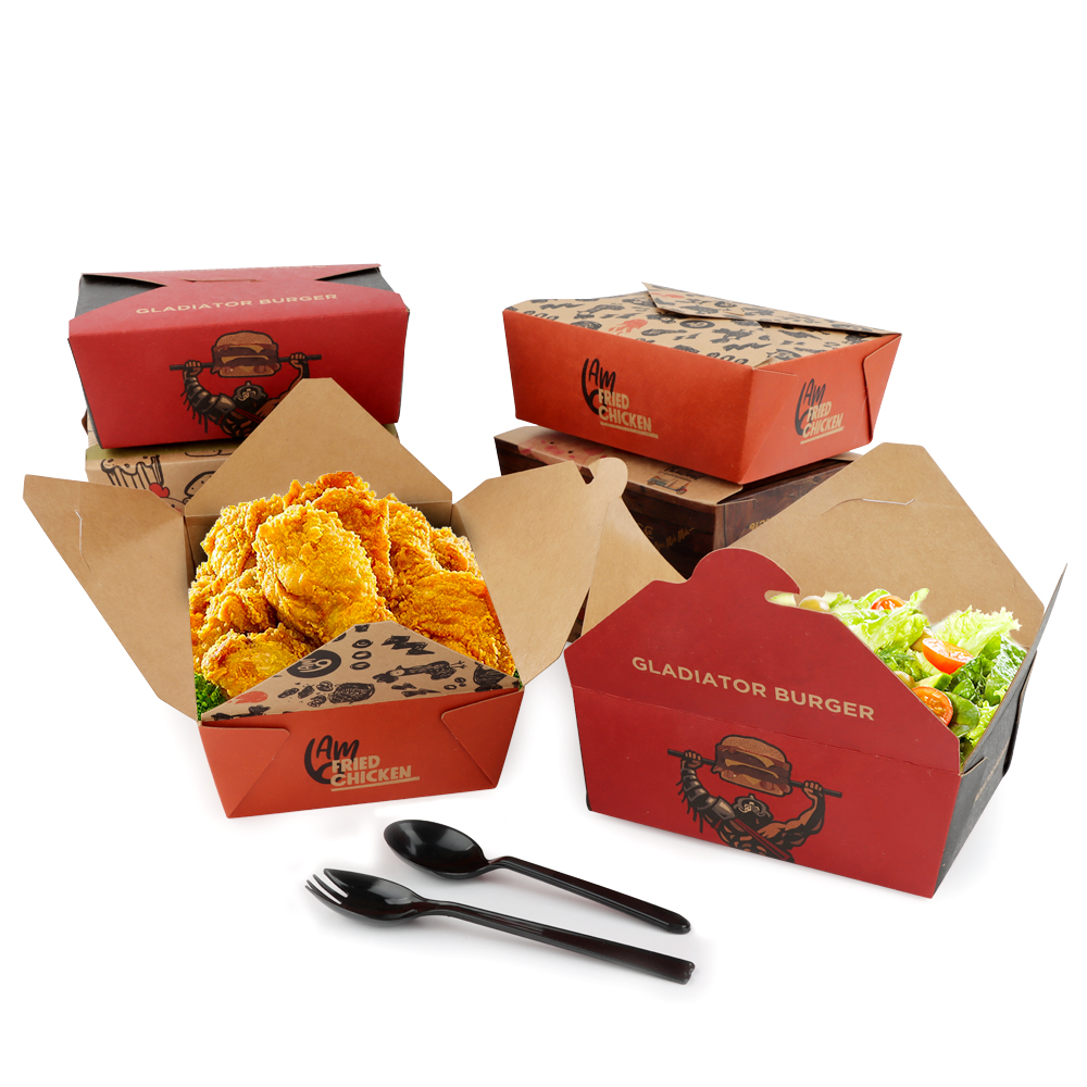 Chicken Burger Box Packaging Fries Paper Disposable Take Away Fried Chicken Packaging Boxes
