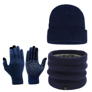 Ensemble 3 pièces hiver transfrontalier : bonnet, gants et cache-cou en tricot, doublure polaire rouge, compatible écran tactile, antidérapant, chaud pour automne-hiver - Product Image 3