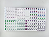 Stock Luxury Ensemble de Mahjong Américain de 160 tuiles, avec tapis Chinoiserie Blue Willow et tuiles en acrylique gravées à 4 couches violettes, Poker