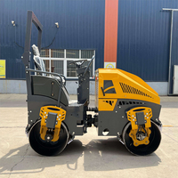Rouleau compresseur vibrant à double tambour de 1 à 3 tonnes pour asphalte, mini-compacteur routier, rouleau compresseur autoporté pour asphalte