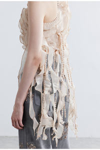 Unisex Loose Casual Patchwork <b>Tulle</b> Chiffon Crop <b>Tops</b> Summer Eco-Friendly Vest - Product Image 3