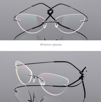 Gafas Ópticas Personalizadas con Logotipo 2026, Ligeras, sin Montura, de Aleación de Titanio, Monturas de Gafas de Ojo de Gato para Hombre y Mujer