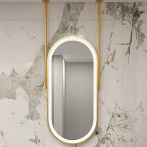 Interrupteur à capteur tactile intelligent anti-buée aluminium personnalisé lumière moderne sans cadre luxe Led ovale anti-buée Dimmable miroir de salle de bain - Product Image 2