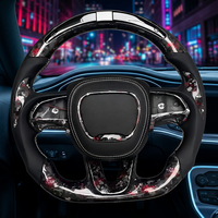 Volant en fibre de carbone forgé pour Dodge Challenger Charger RAM, volant de performance en cuir Alcantara chauffant avec LED