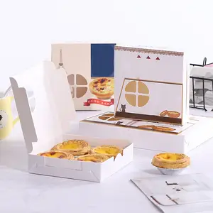 Portuguese Egg Tart Box 2/4/6 Grain Baking Packaging Biscuit Food Rigid Bread Box Paperboard Recyclable 500 Pcs Accept