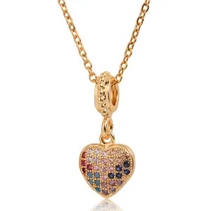 Wholesale Heart Shape Necklace With Zircon Pendant 18K Gold Plated Jewelry Men Women Luxury Necklace