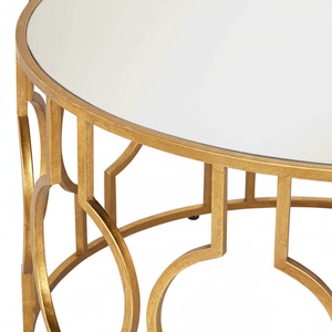 Mesa de centro de hierro redonda de metal moderna con té de cristal para muebles de sala de estar para el hogar - Product Image 1