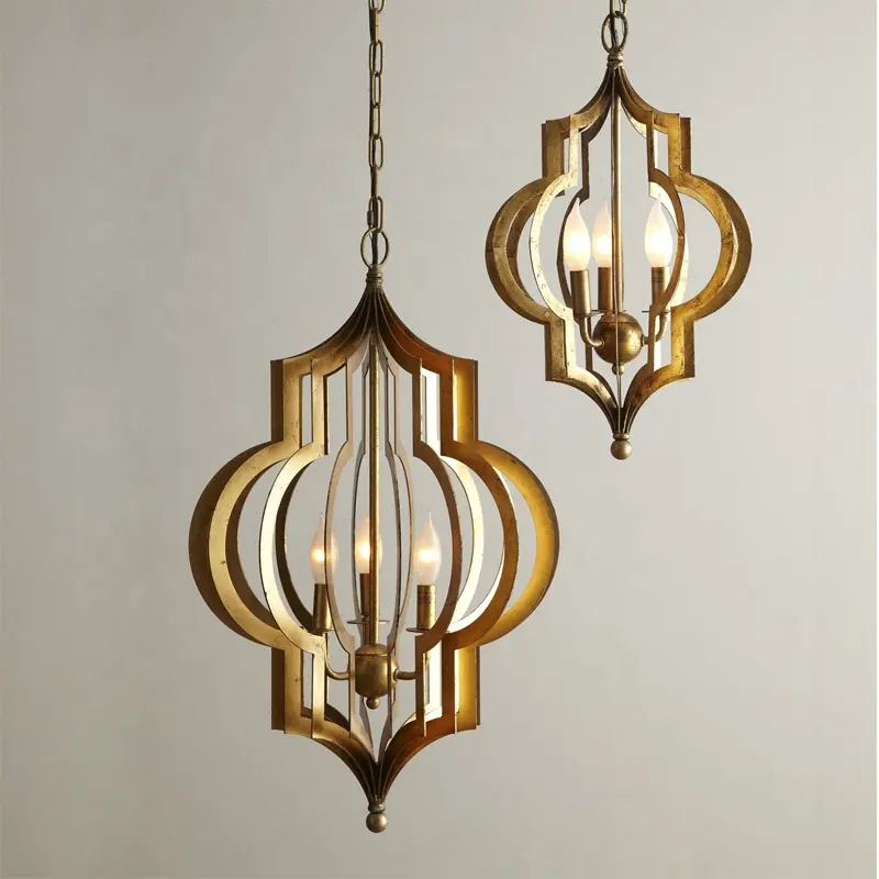 classic product gold cut piece iron pendant lamp hallway chandelier lighting