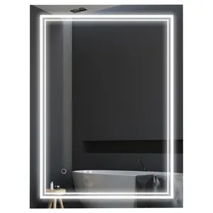 뜨거운 판매 LED 조명 장식 벽 거울 Led 욕실 거울 실버 사용자 정의 현대 직사각형 스마트 실버 세척 MRA