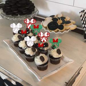 Litière <span class=keywords><strong>Minnie</strong></span> Mouse inspiré Noël Cupcake Toppers Cupcake Picks Décorations pour Joyeux Noël Thème Fête Fournitures - Product Image 5