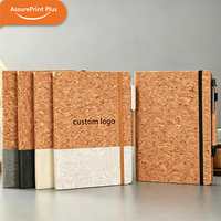 Ensemble de carnets personnalisés A5 en liège et PU avec bande élastique, journal à texture tissée, cadeau d'affaires pour le bureau, carnet avec stylo personnalisé