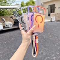 Coque de téléphone antichoc magnétique à chargement sans fil avec bracelet coloré dégradé antidérapant pour iPhone 18 17 Pro Max