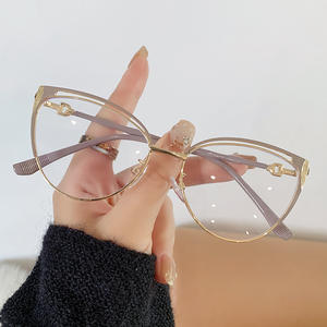 Occhio di gatto fotocromatico oro sopracciglia con struttura cava in metallo materiale graziose donne blu luce che blocca occhiali per tutti i viso - Product Image 4