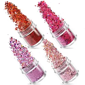 Shinein Populer Ramah Lingkungan Chunky Glitter Pink Ungu Biru Multiwarna Glitter Wajah Tubuh untuk Dekorasi Pesta