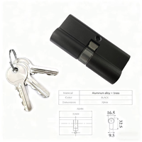 BBDHOME Cylindre de serrure double ouverture noir 70mm (35-35) en laiton pour porte en bois, avec coque en aluminium et 3 clés en laiton